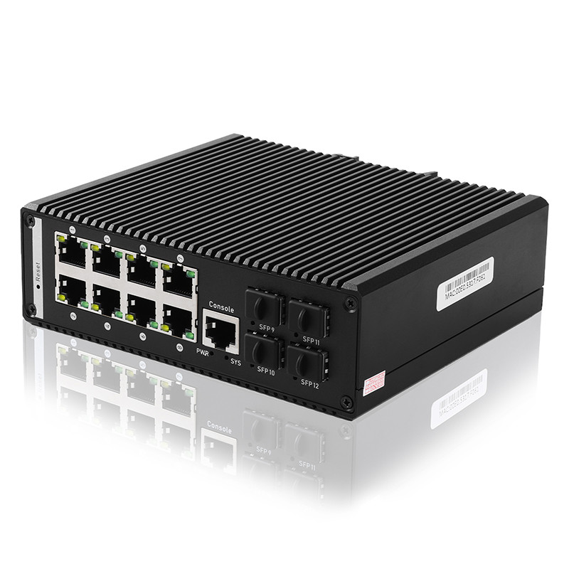 120W Industrial Gigabit POE Switch 8 POE Port 4 SFP Fiber Slot Port