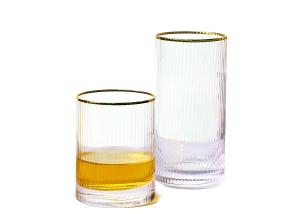 China Gold Rimmed 14cm 14oz Lead Free Crystal Drinking Glasses For Hotel wholesale