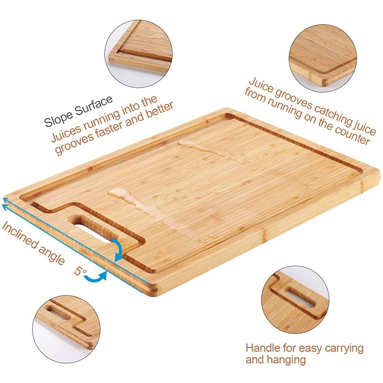 43.7x32x1.5cm Bamboo Large Panel Cutting Board with Juice Slot Simple and Sustainable