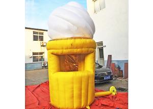 China Yellow White Inflatable Shop Ice Cream Shape 4m Height Mobile Water Resistant wholesale