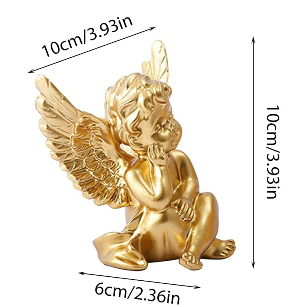 Finished Goods Garden Miniature Gold 2pcs Cherub Resin Statue Angel Figure Decorative
