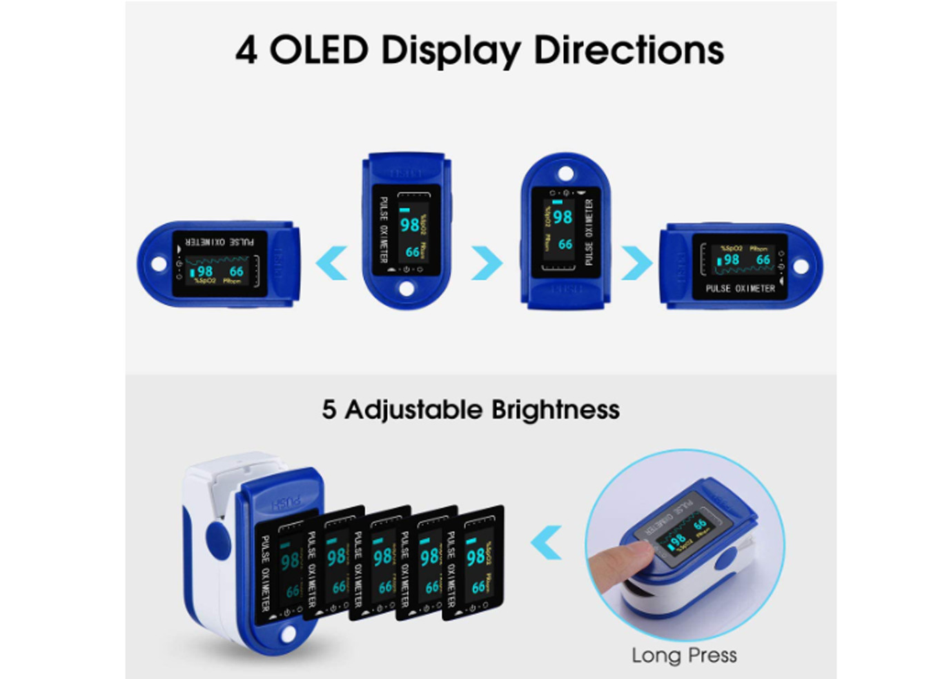 PR Blood Heart Rate 100% OLED Finger Pulse Oximeter