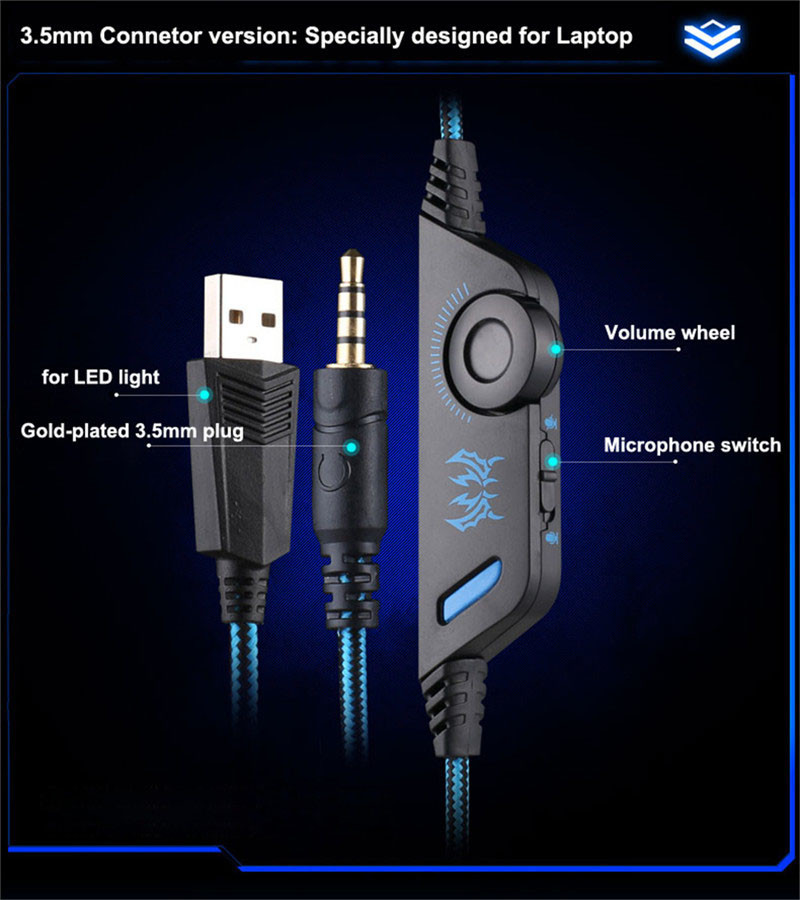 Bass Surround 2.2kohm G9000 USB Gaming Headset with LED Light