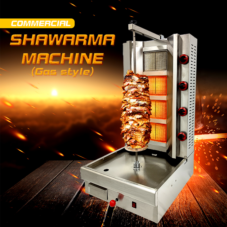 Automatic Grade Automatic 4 Burner Gas Chicken Shawarma Machine Your Shawarma Solution