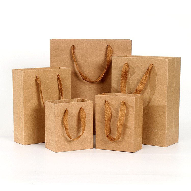 Antiwear Moistureproof Kraft Paper Gift Bags With Handles Multipurpose