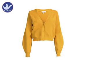 China Ottoman Knitted Chunky Cardigan Sweater Womens , Button Down Cardigan Sweaters V Neck wholesale