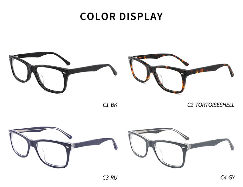 Square Non Prescription Acetate Frame Glasses Clear Lenses For Men Women