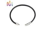 Snap Fastener Black Woven Mens Leather Bracelets Engraved