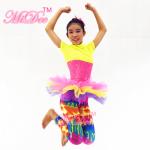 Amiable Dance Competition Costumes Yellow Pink T shirt Skirt Tiers Slender