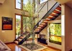 Prima Prefabricated Modern Straight Staircase Single Beam Tempered Glass Railing