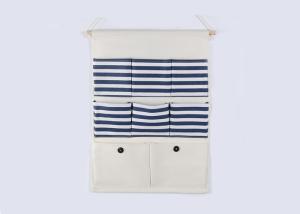 China Puting hanging storage bag pockets organizer door wall chest holder customizable blue red stripe cotton wholesale