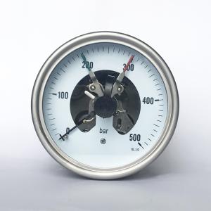 China 316 SS Electric Contact Pressure Gauges 500 Bar 100mm Back Mount Pressure Gauge wholesale
