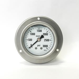 China 3000 Psi Flange Mount Pressure Gauge Bayonet Ring Bspt Connection Gauge wholesale