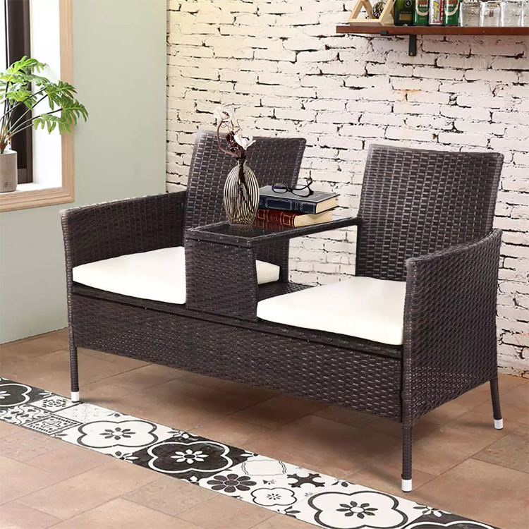 Outdoor Garden Cafe Camping Patio Courtyard Chair Party PE Rattan Wicker Loveseat Set