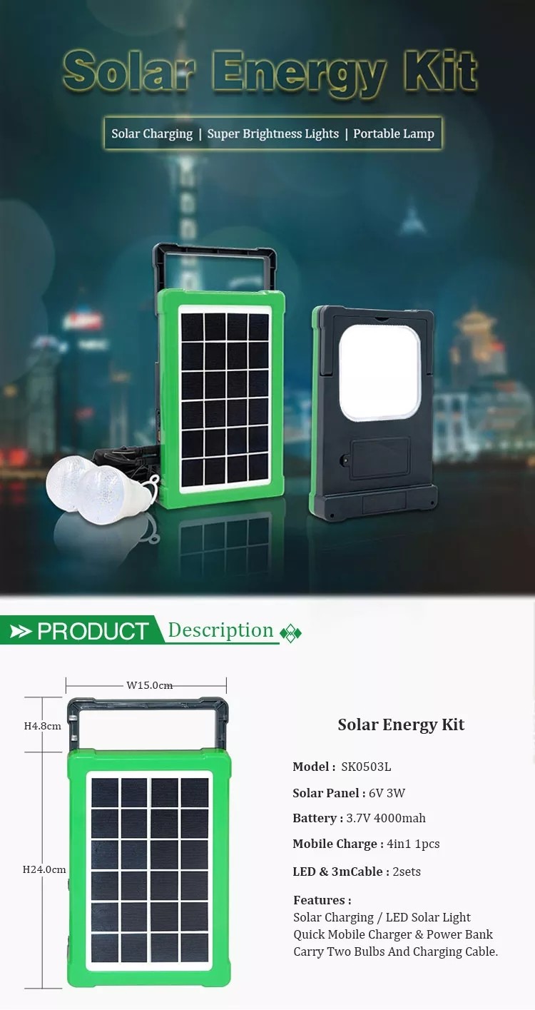 Flashlight Portable Solar Powered Generator Kit Panel For Home Emergency Backup