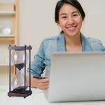 Black 30 Minute Hourglass Sand Timer Custom Logo For Business Gift