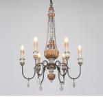 Wood candelabra chandelier Pendant lamp 6 Lights (WH-CI-61)
