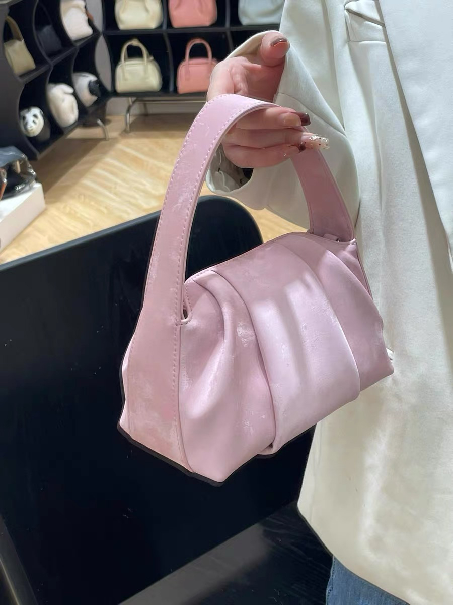 Custom Satin Cowhide Genuine Leather Shoulder Crossbody Bags for Women's Clouds Folds
