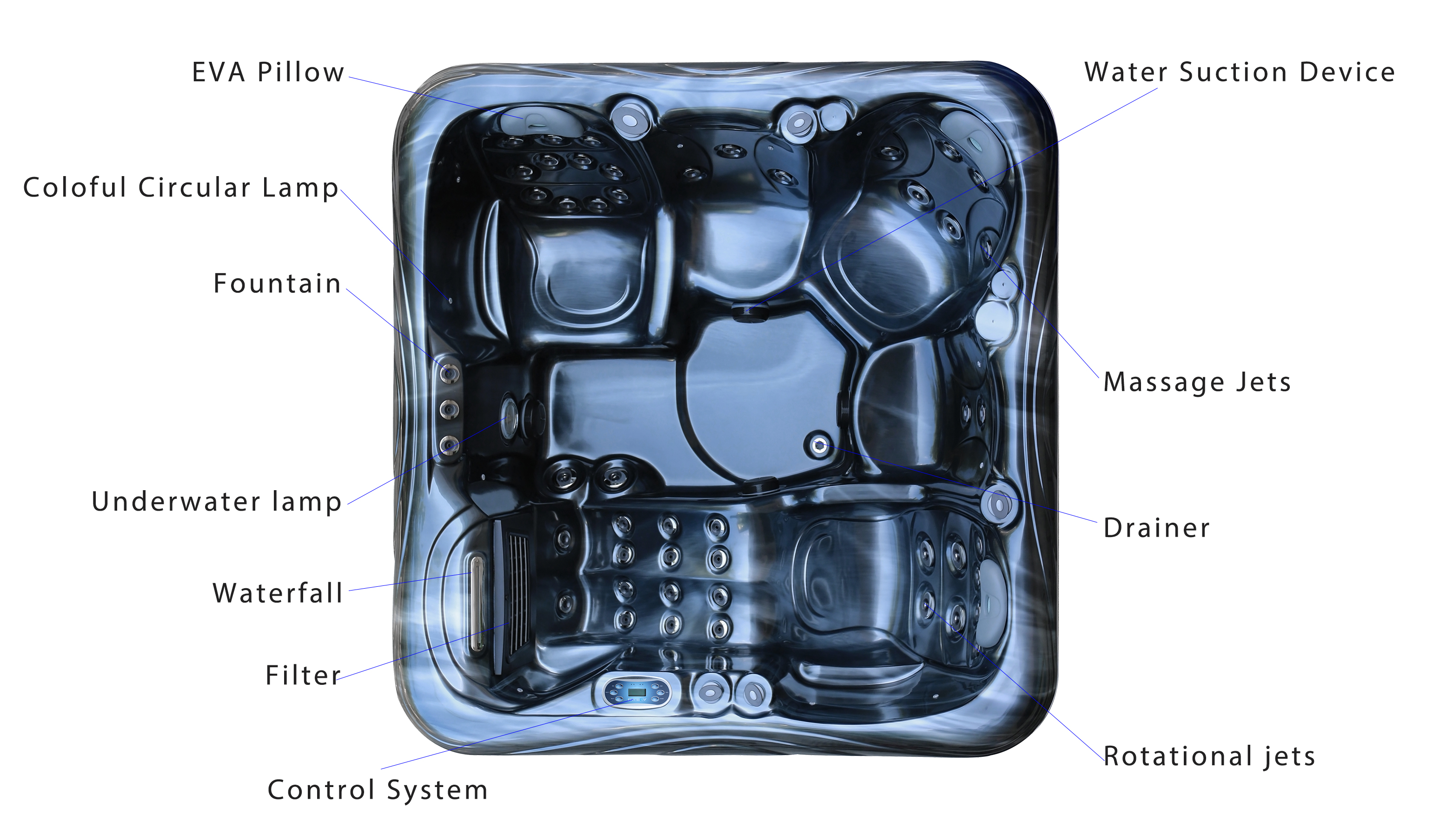 5 People Massage Hot Tubs Indoor Outdoor Bathtubs For Spa Parts