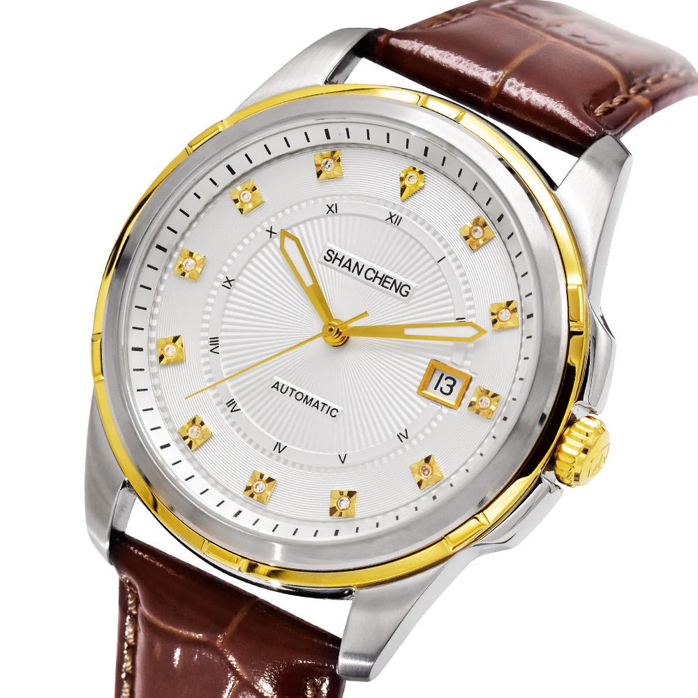 Automatic Date Full Screw Stainless Steel Mens Watches PT5000 Mechanical