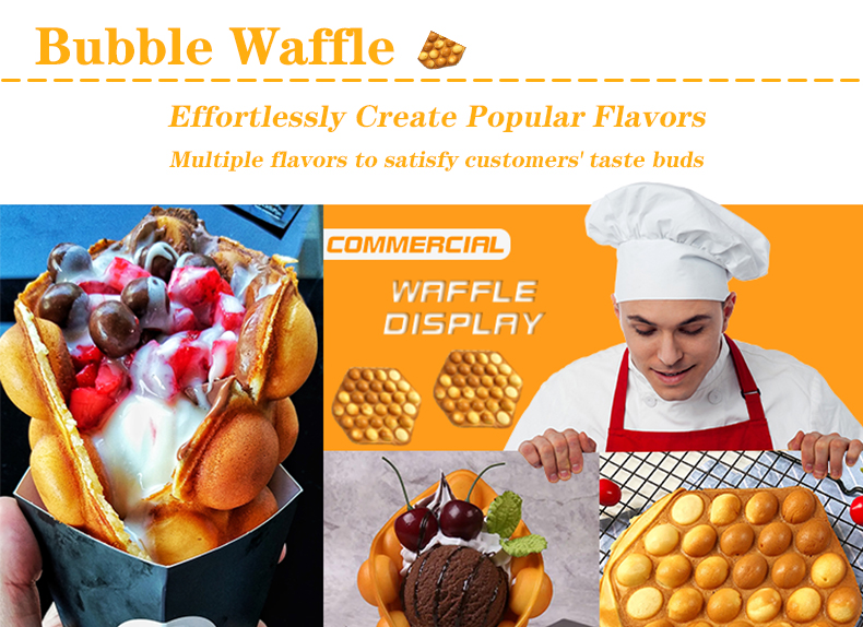2023 High Productivity Electric Commercial Egg Waffle Maker Machine Bubble Waffle Machine
