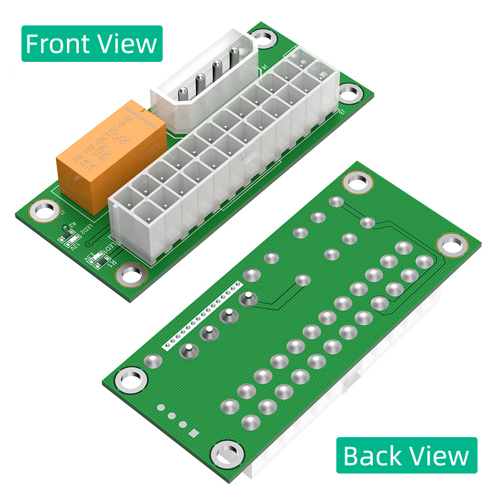 ATX2ATX-N03 Dual PSU Adapter ATX 24Pin to 4Pin SATA Power Sync Starter Card Extension Cable Riser Adapter