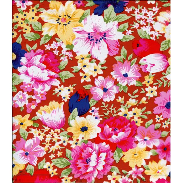 Printed Colorful Flowers PVC PU Synthetic Faux Leather Material