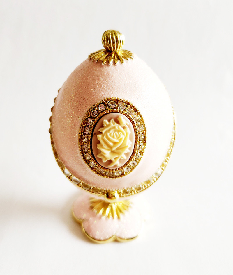 Luxury RoseFaberge Easter Eggs Jewelry Box Russian Royal Case Metal Faberge Egg Faberge Egg Jewerly Trinke t Box