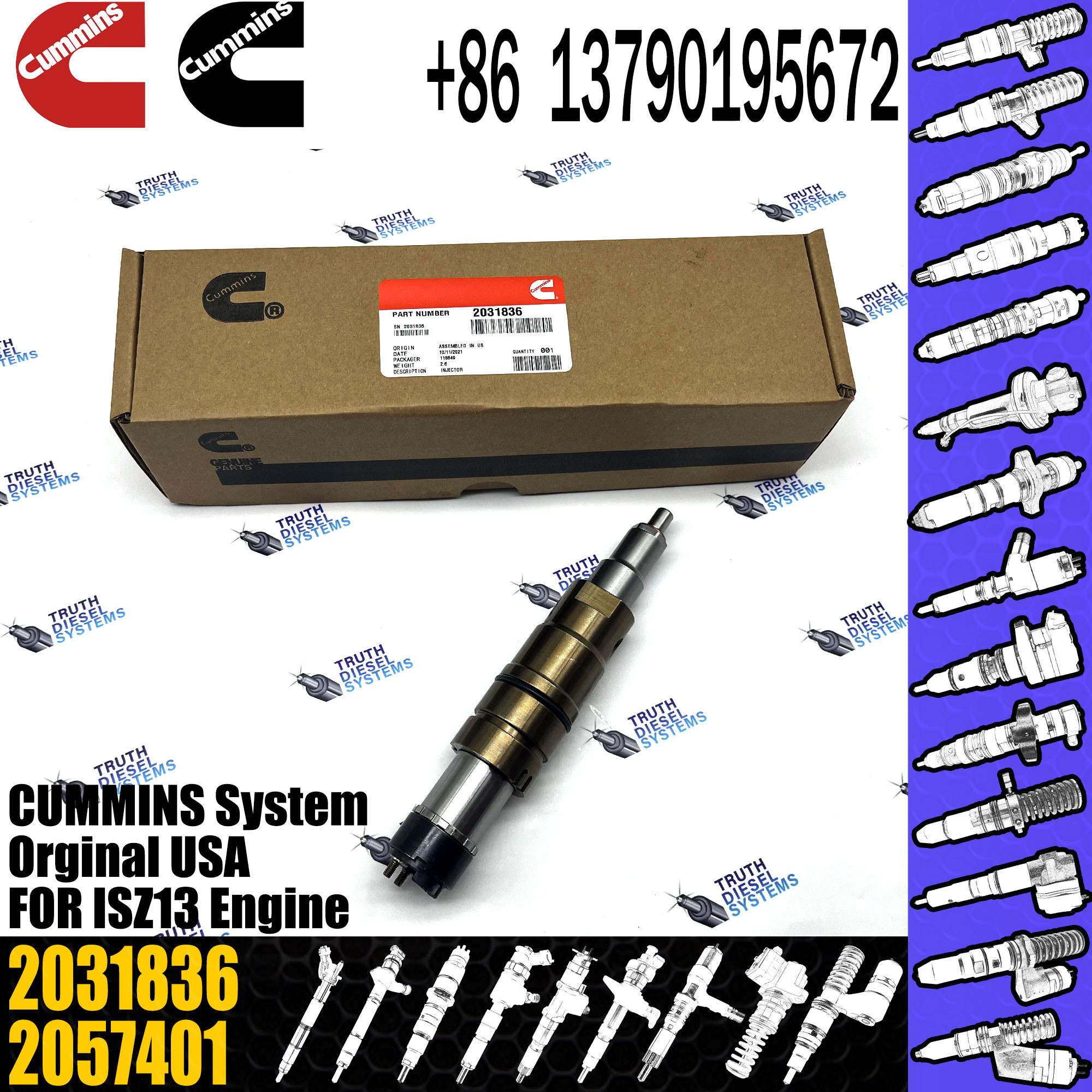 Diesel Common Rail Fuel Injector 1948565 2030519 2031836 2031835 2086663 2419679 2086663 2057401 1948565