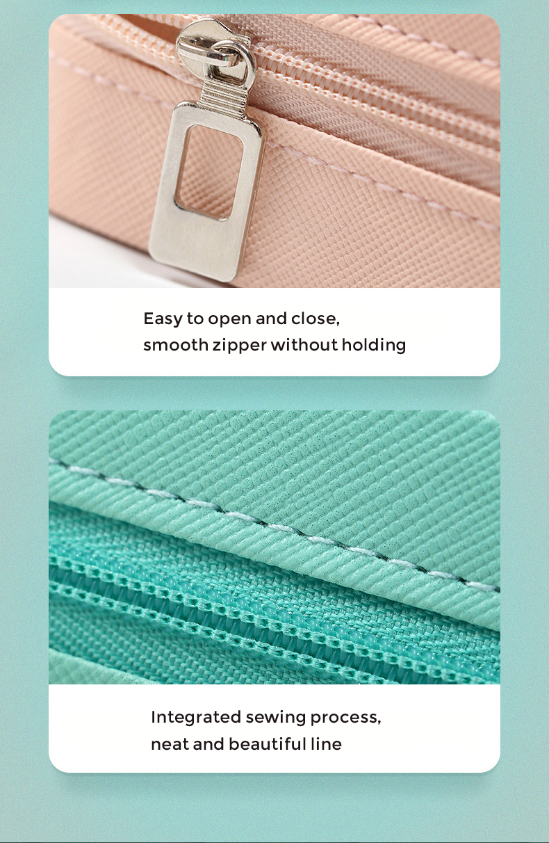 Square PU Leather Travel Jewelry Box Organizer For Rings Earrings Necklace Storage