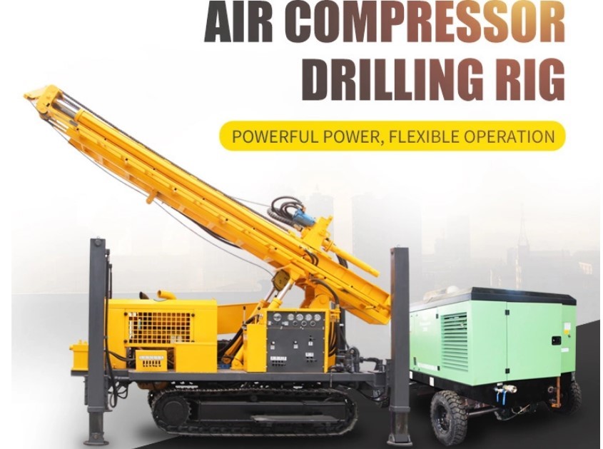 Diesel Engine 350 Meters Depth Crawler Mounted Drill Rig For Civil Industry