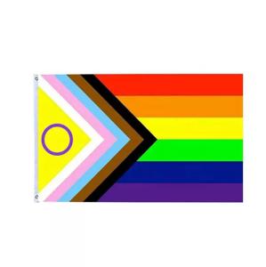 China 3x5Ft Rainbow LGBT Flags Digital Printing Bandeira LGBT Progress Flag wholesale