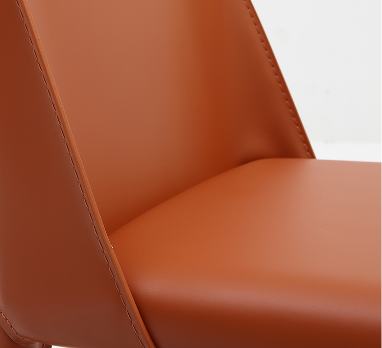 Black Minimalist Dining Chair Saddle Brown Leather Dining Chairs 50cm Seat Height