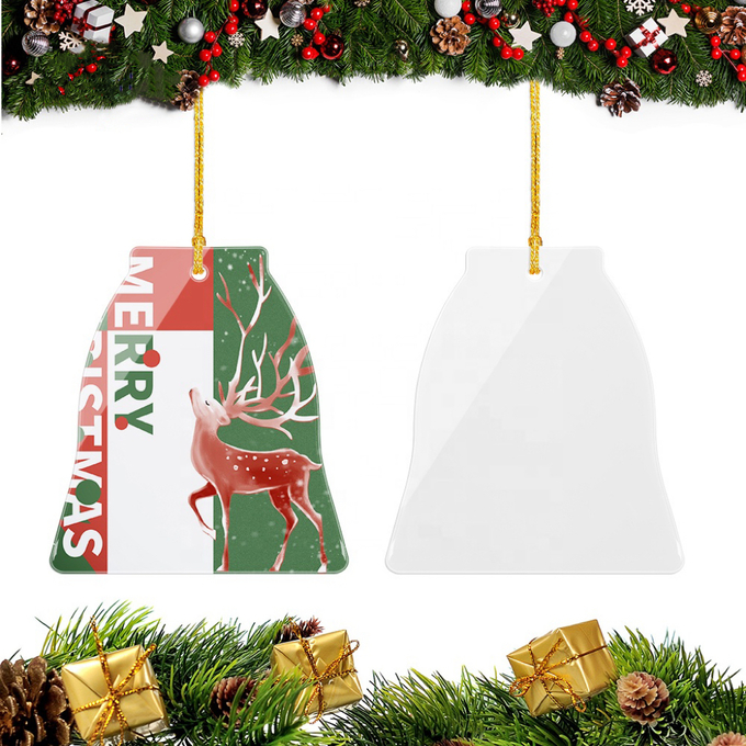 Blanks Clear Xmas Tree Hanging Ornament Decorations Glass Sublimation Christmas Ornaments