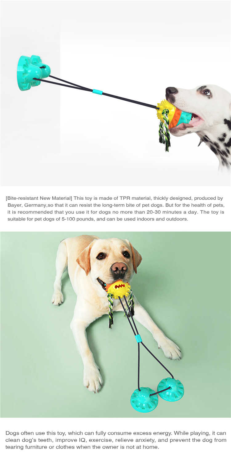 A Style Reinforced Sucker Rope Ball Dog Toy Bright Yellow Lake Blue