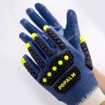 Blue Nitrile Coated Cut Resistant Gloves , Safety Chemical Resistant Impact