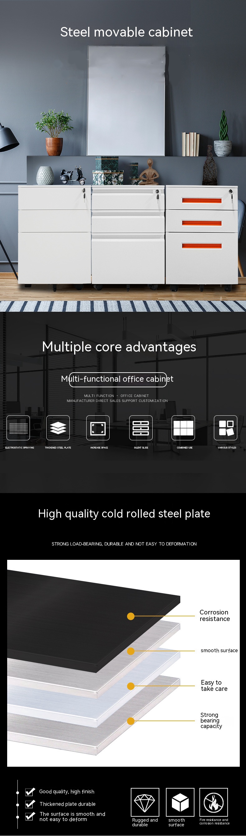 Specific Filing Cabinet Sturdy and Durable Steel Office Mobile File Tin Small Cabinet