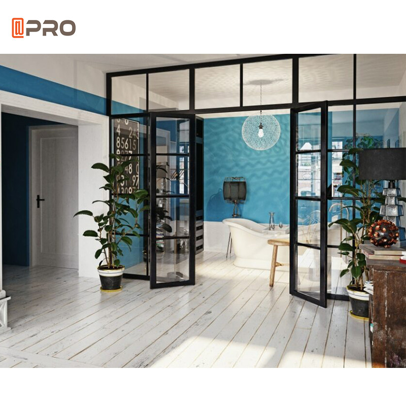 Black Thermal Break 48 Inches Exterior French Doors With Opaque White Glass Hinged Front French Door