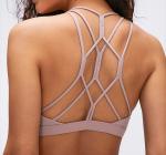 Fitness Sexy Lulu Cross Back Padded Custom Logo Workout Women's Solid Color