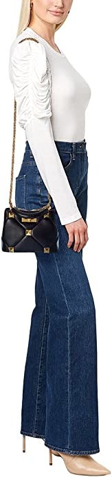 Twist Lock Valentino Roman Stud Luxury Brand Handbags Leather Lining