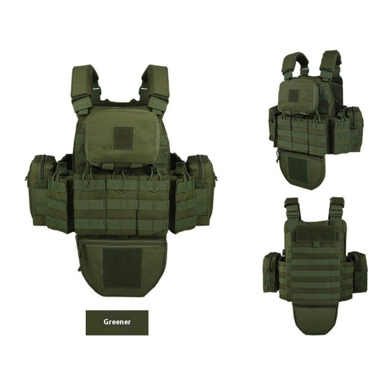 All - protective Tactical Vest for Outdoor Military Enthusiasts, MOLLE - modular Camouflage Waistcoat in Black, Complete Set of Equipment