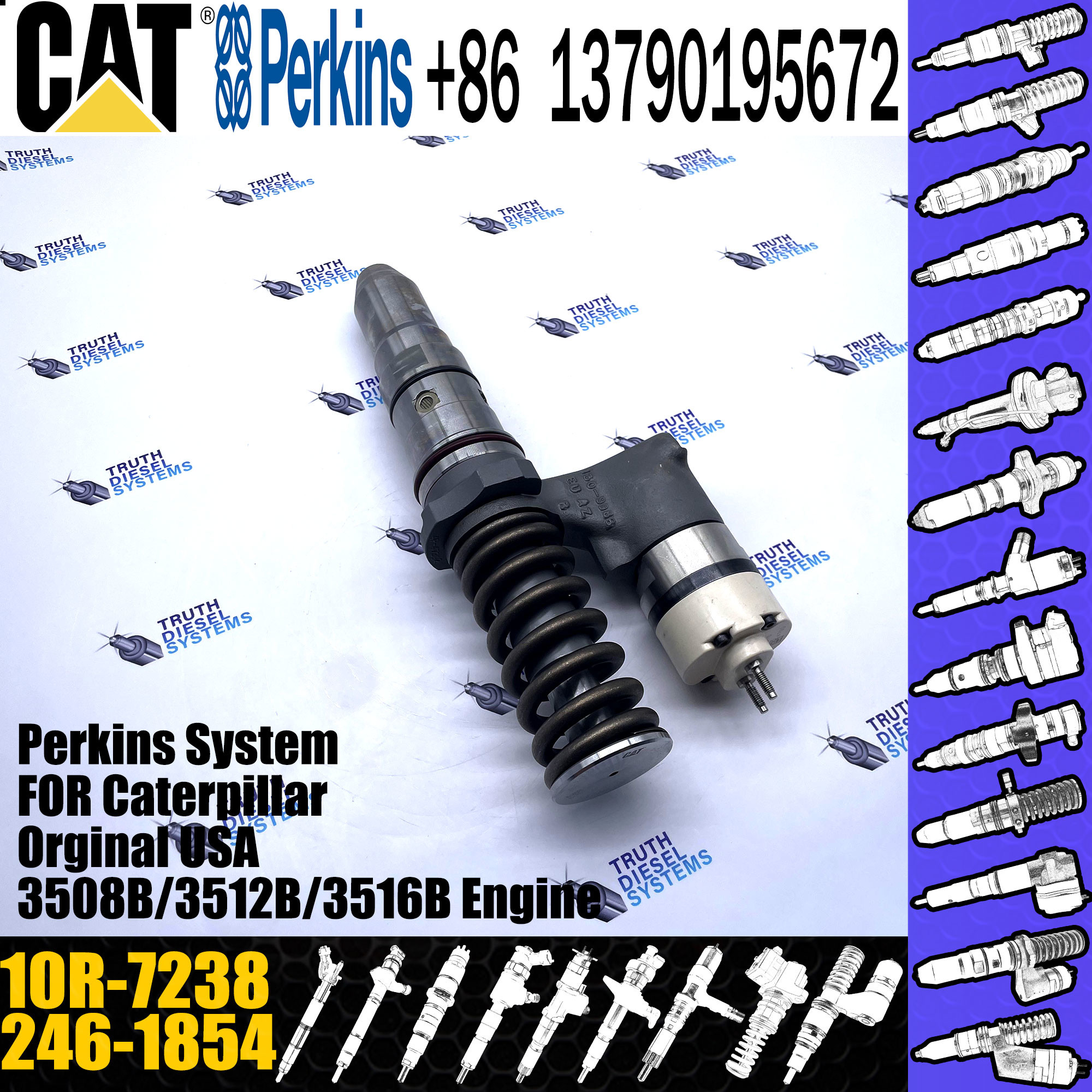 High Pressure Engine Common Rail Fuel Injector 246-1854 2461854 10R-7238 For CAT 3508C 3512C