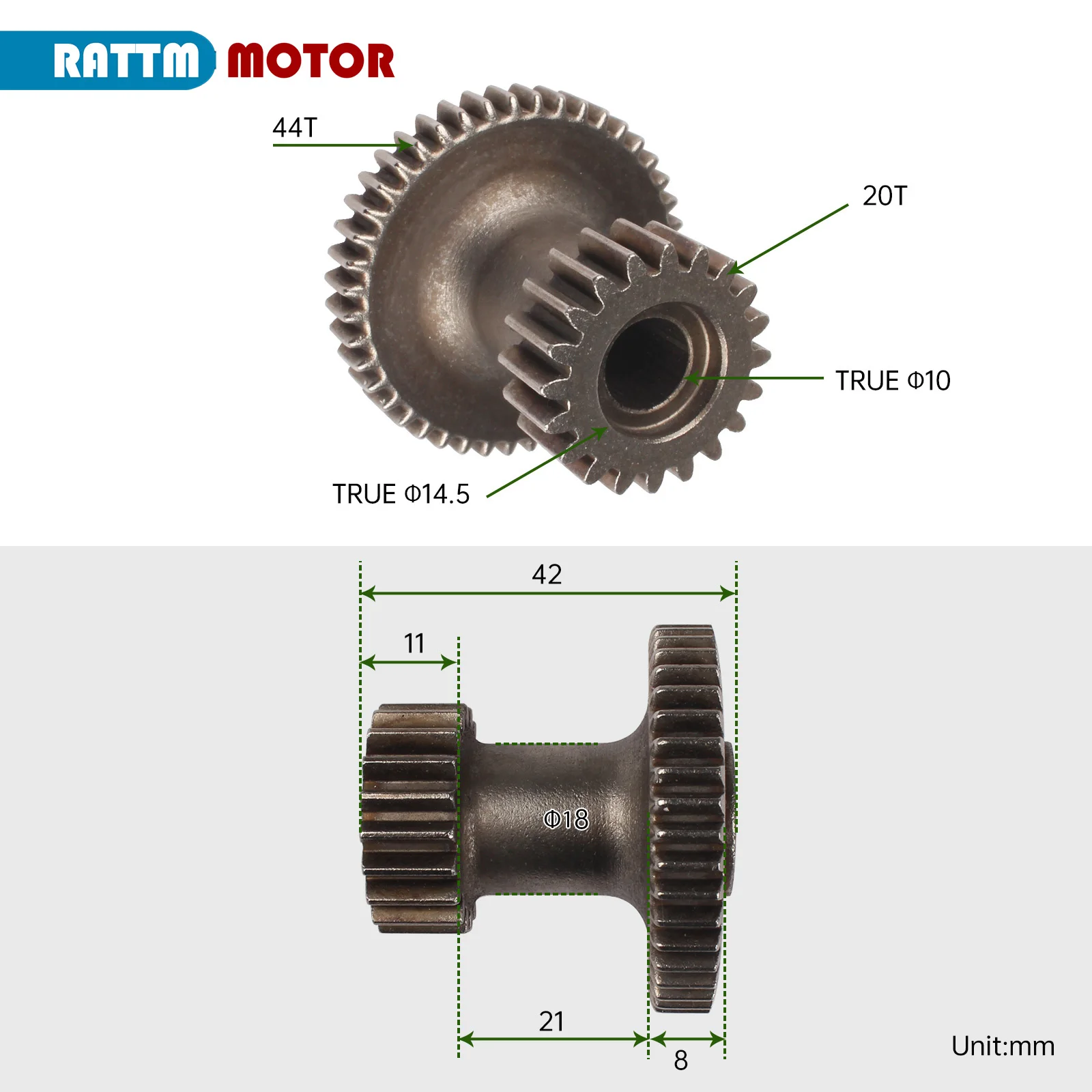 Feeding Gear 20T/44T For WM210V-314 BHC210 HS210 JY210V CTC210 Lathe Spare Parts