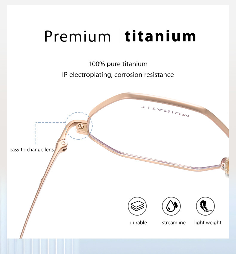 Pure Titanium Frame Glasses , Replaceable Lens Unisex Clear Glasses