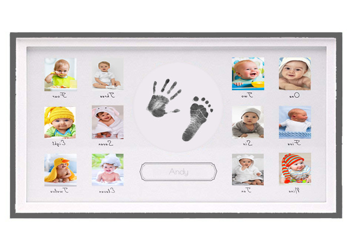 Horizontial Baby First 12 Months Photo Frame Ink Handprint Photo Frame For Boys