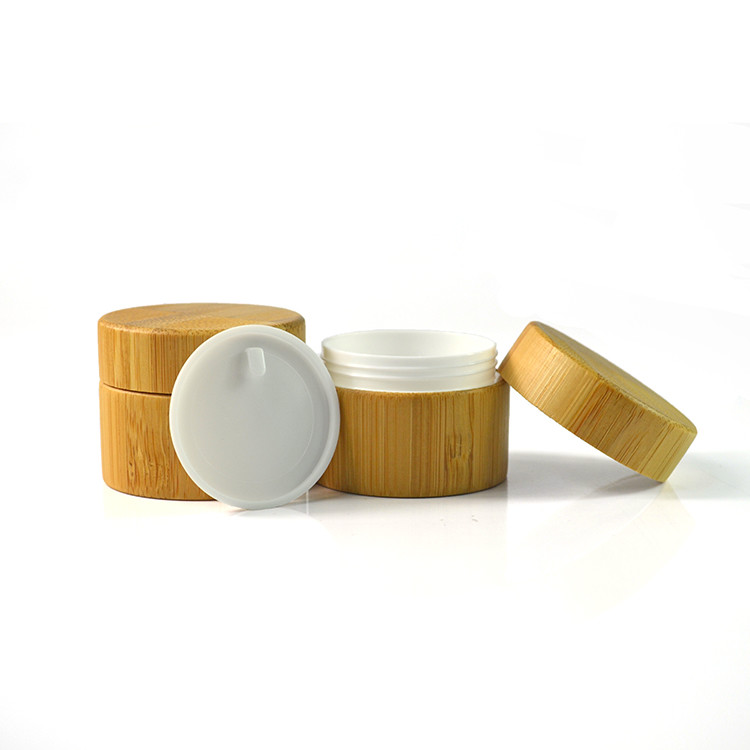 Clear 5G 15G Glass Cream Jars Cosmetic Packaging Frosted With Bamboo Lid