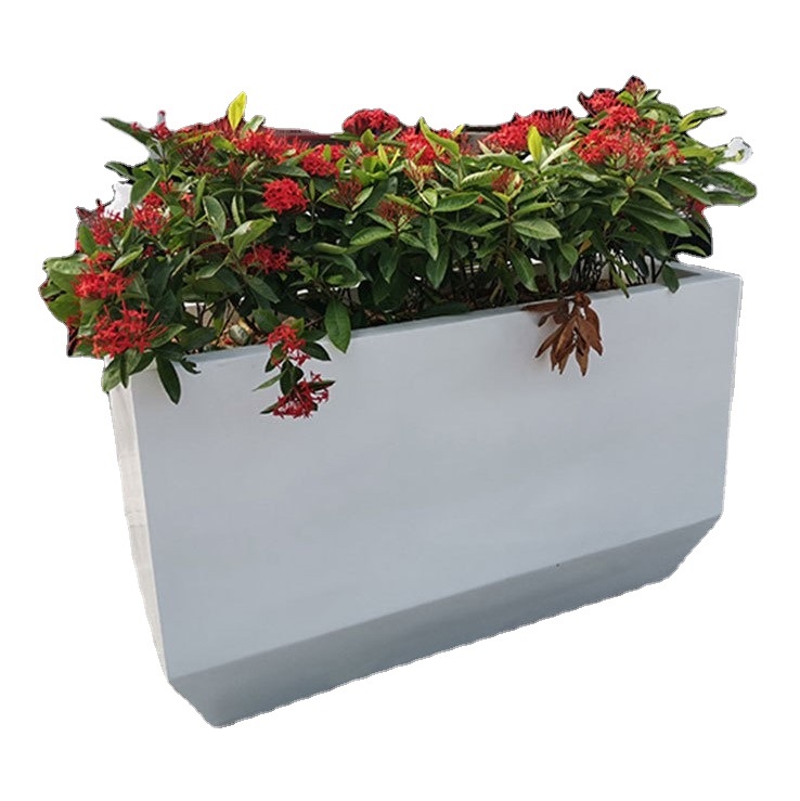 Outdoor large long square rectangle garden planters metal flower pot