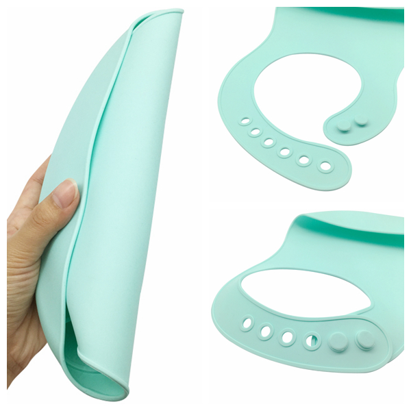 High quality soft food grade silicone material waterproof silicone baby bib easily wipes clean
