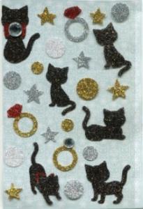 China Personalized Cute 3d Glitter Stickers , Beautiful Glitter Cat Stickers wholesale
