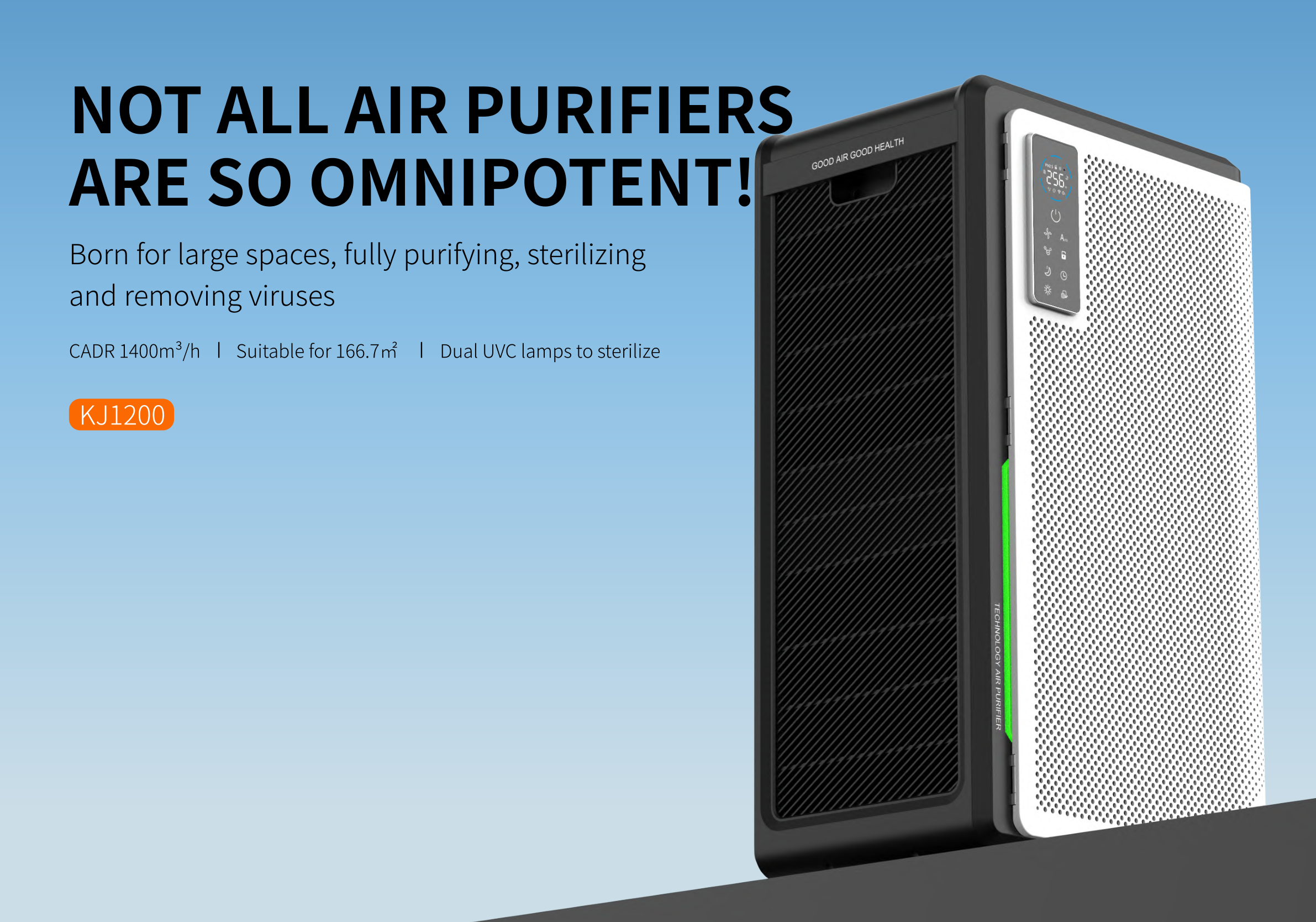 Homefish 280W UVC Negative Ion Air Purifier UV Sterilization
